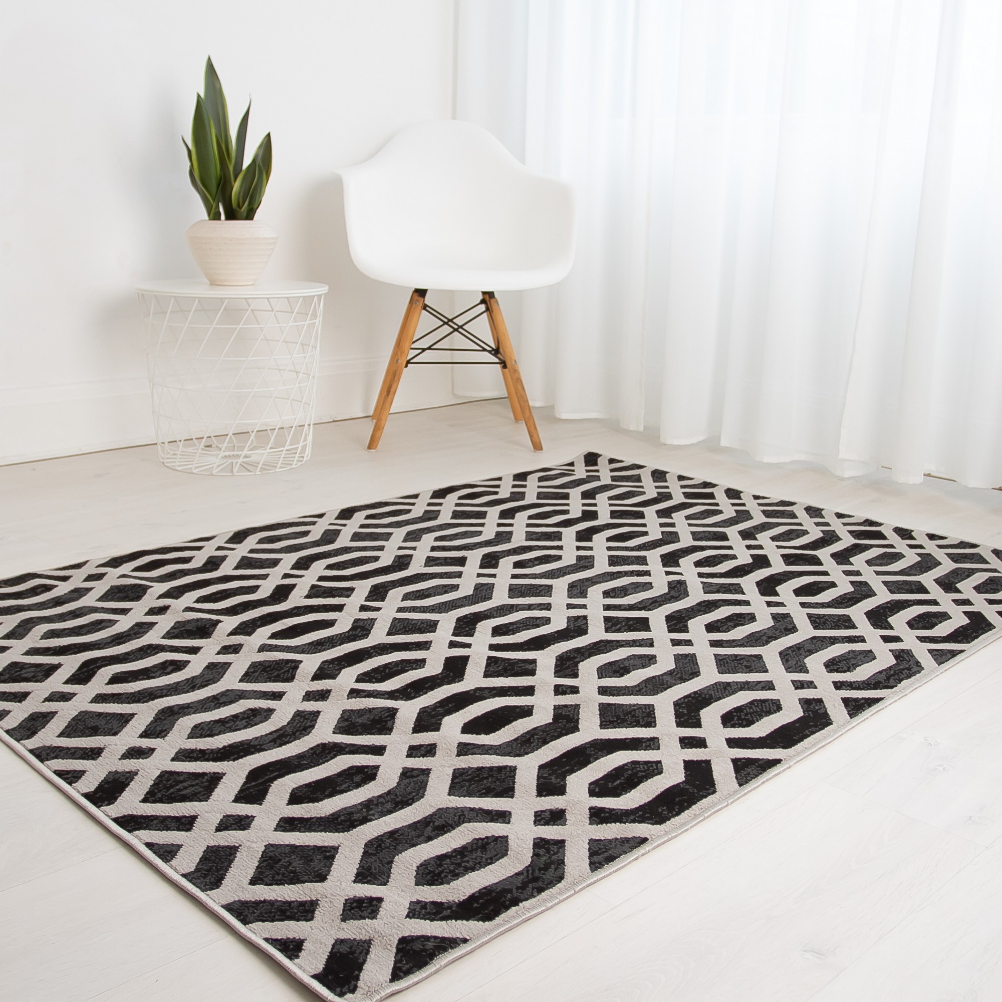 Balletto 18fa Modern Trellis Rugs In Anthra Grey